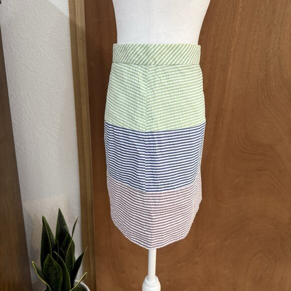 Brooks Brothers Seersucker Colorful Stripe Pencil Skirt Size 0 Preppy Career - Picture 2 of 15
